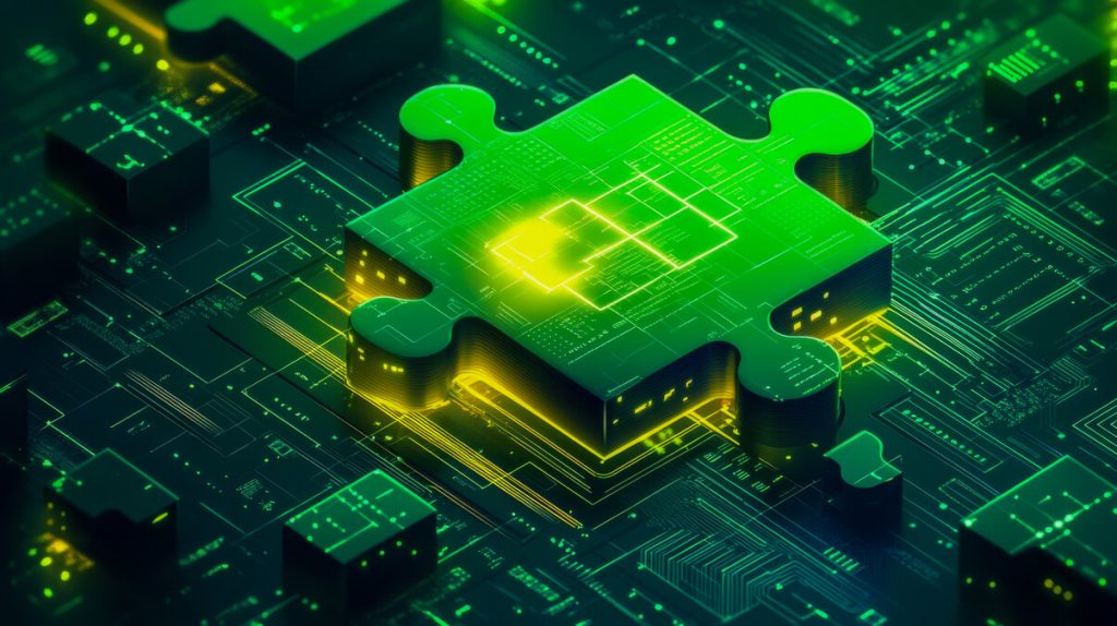 Information Gain kavramını simgeleyen parlayan yeşil puzzle parçası