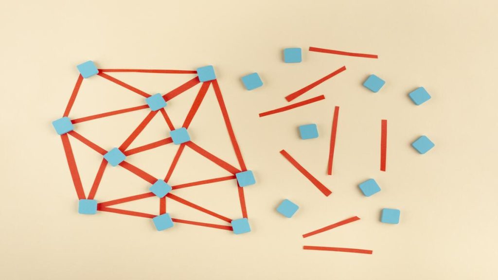 Entity SEO kavramını ve varlıklar arasındaki ilişki ağlarını sembolize eden dijital network bağlantıları illüstrasyonu.